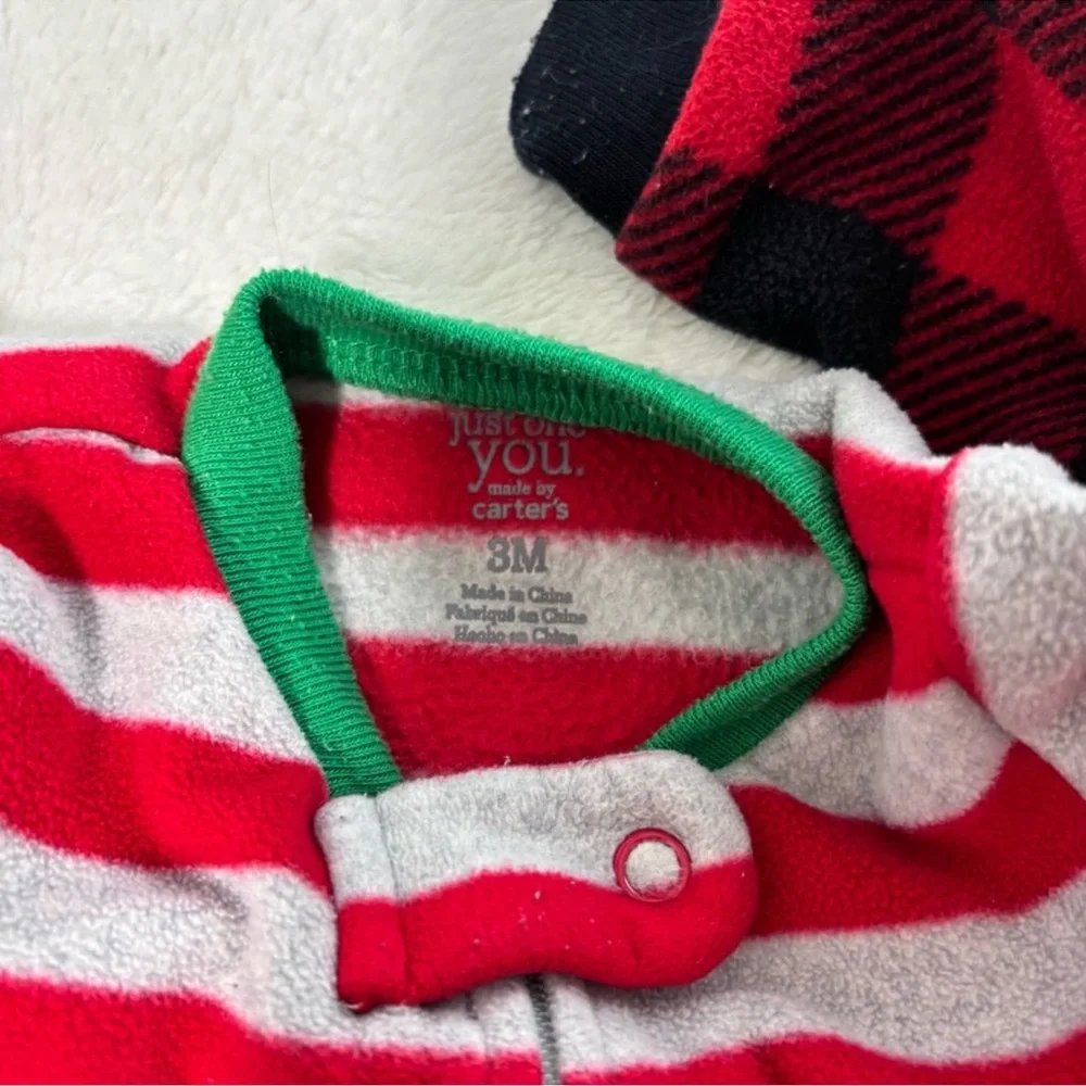 Carter's Christmas Plaid and Reindeer Red‎ Kids One Piece Set size 3-6 Months